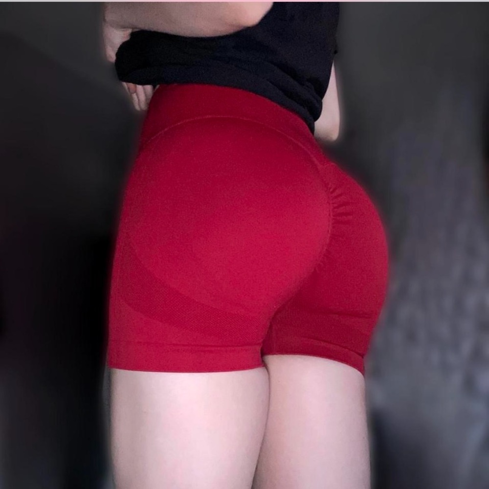 Women's Scrunch Back Red Athletic Shorts
